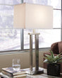 Aniela Silver Finish Table Lamp set of 2 with fabric shades