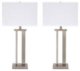 Back view of Aniela silver finish table lamp