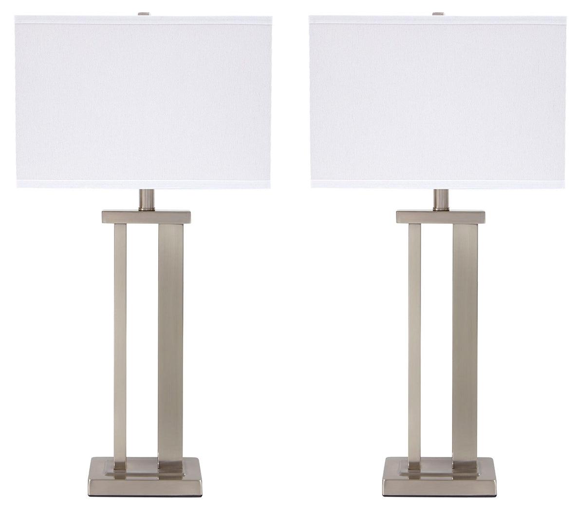 Back view of Aniela silver finish table lamp