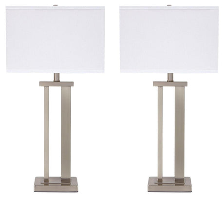 Back view of Aniela silver finish table lamp