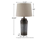 Norbert Gray table lamp with illuminated white glass shade