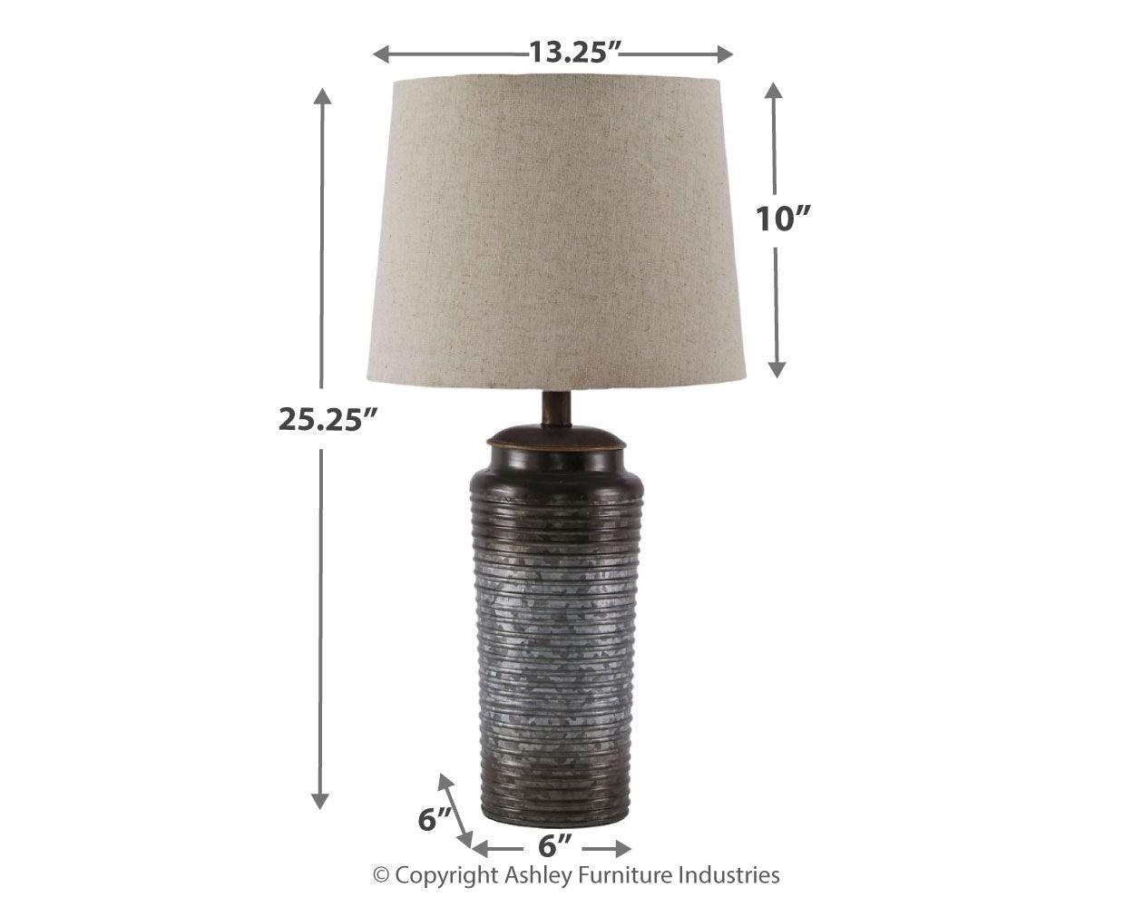 Norbert Gray table lamp with illuminated white glass shade