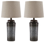 Norbert Gray metal table lamp side view