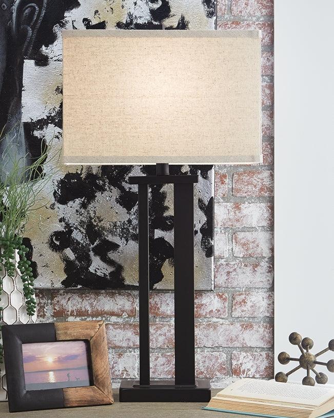 Aniela Bronze finish table lamp angled front view