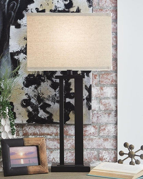 Aniela Bronze finish table lamp angled front view