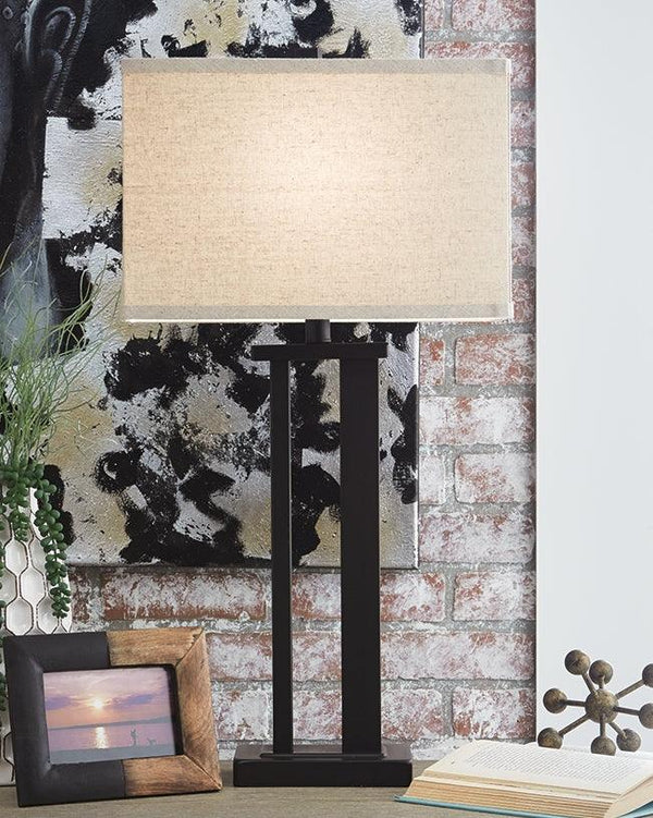 Aniela Bronze finish table lamp angled front view