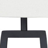 Close-up of Makara Table Lamp black metal and brown wood finish