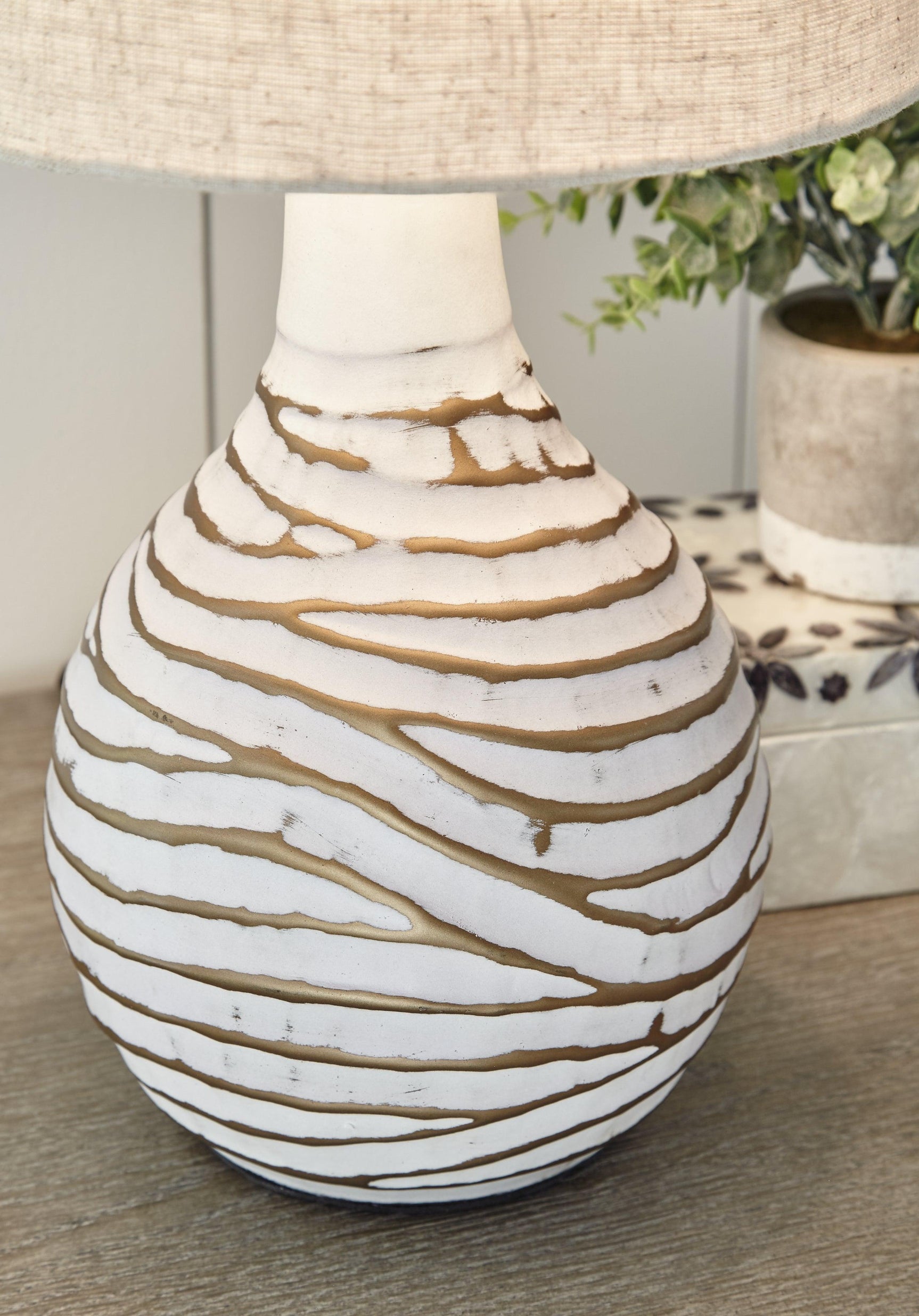 Close-up of Aleela Table Lamp base and shade texture