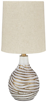 Aleela White and Gold Finish Table Lamp angled side view