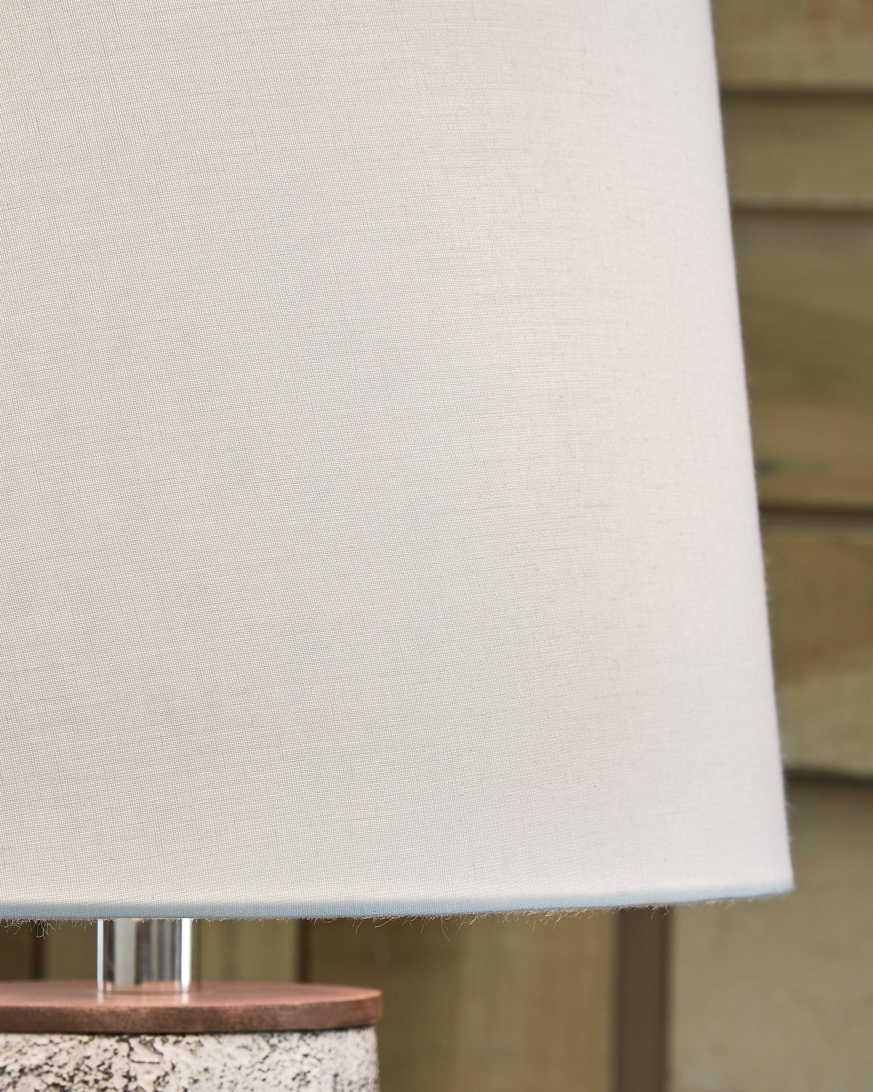 Close-up of fabric shade on Chaston table lamp