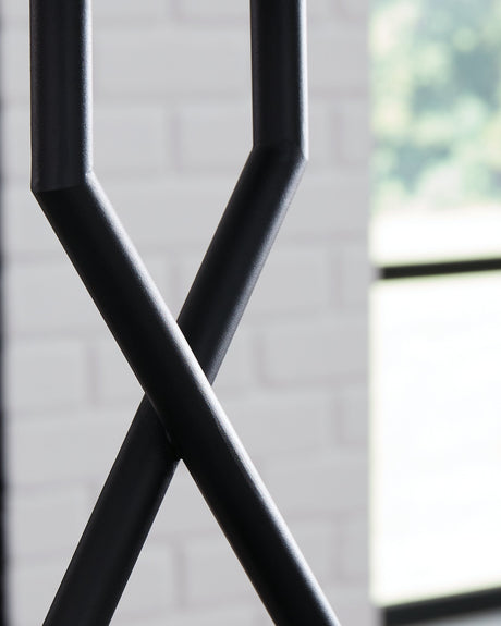 Black painted finish detail on lamp base