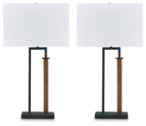 Voslen Black Brown Table Lamp (Set of 2)