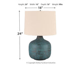Malthace Patina Table Lamp with dimensions overlay