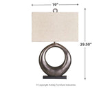 Dimension diagram for Saria Antique Silver Finish Table Lamp