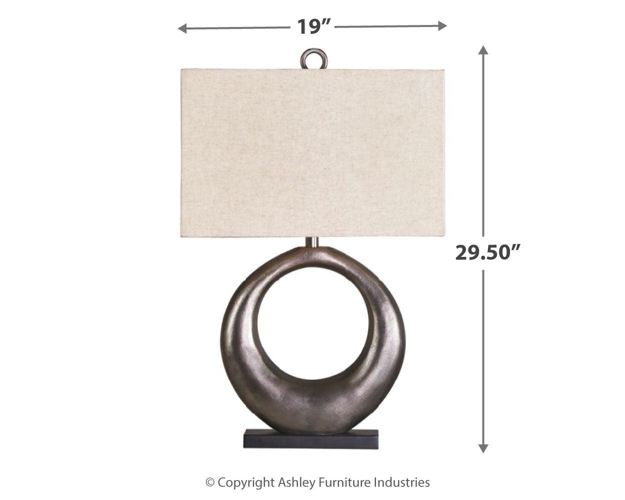 Dimension diagram for Saria Antique Silver Finish Table Lamp