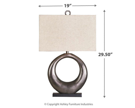 Dimension diagram for Saria Antique Silver Finish Table Lamp