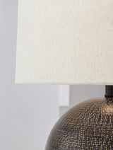 Detail view of Hambell table lamp goldtone finish