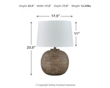 Dimensional diagram of Neavesboro table lamp