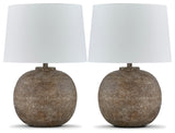 Close-up of lamp base with antique brown and white finish