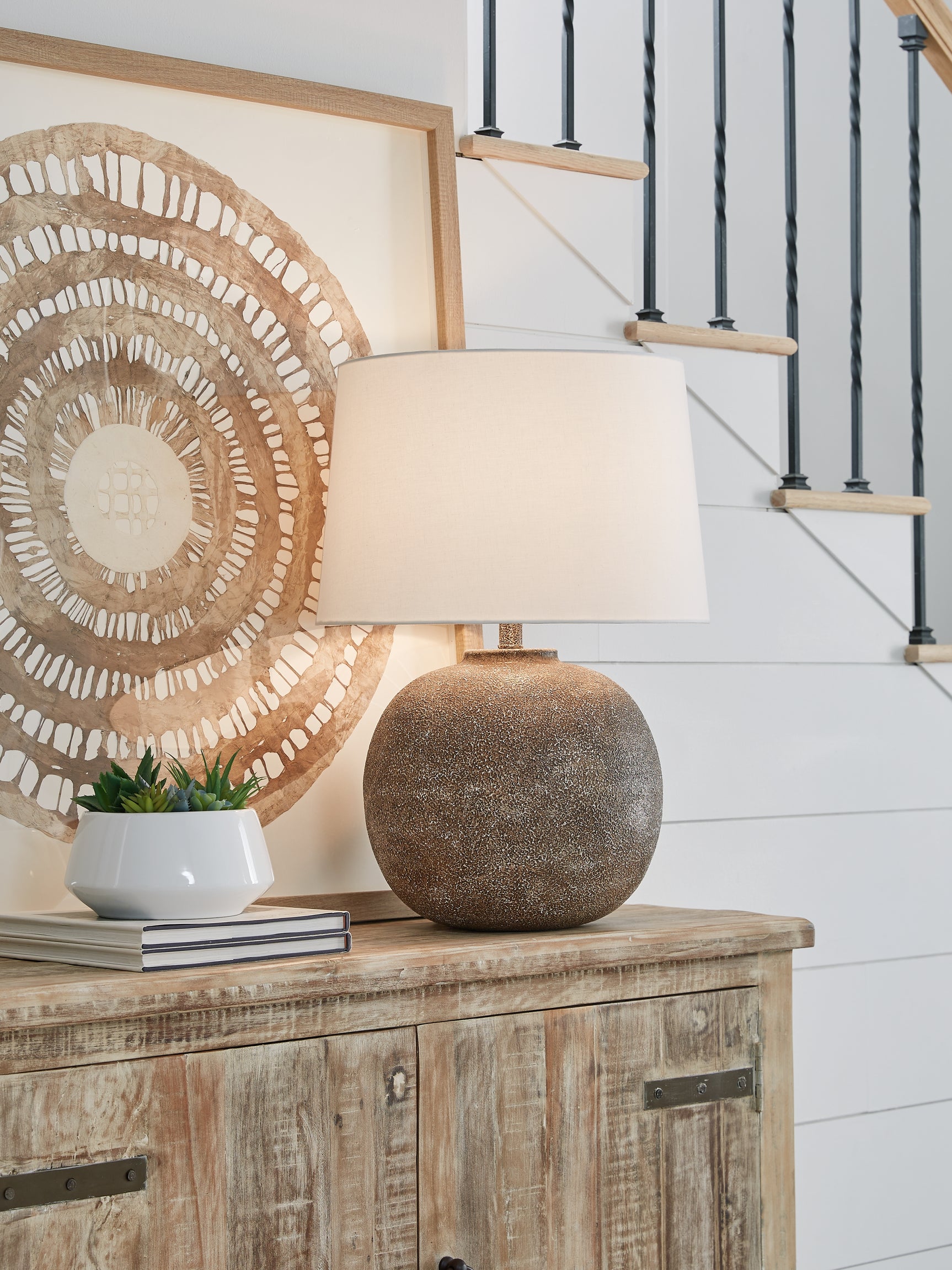 Neavesboro Antique Brown White Table Lamp