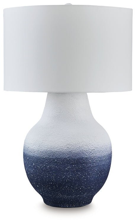 Dashland ombre white and navy table lamp frontal view