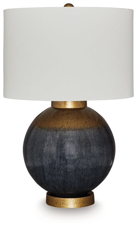 Adara blue and gold finish table lamp side view