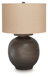 Carlenbury Table Lamp side detail showing fabric shade and base