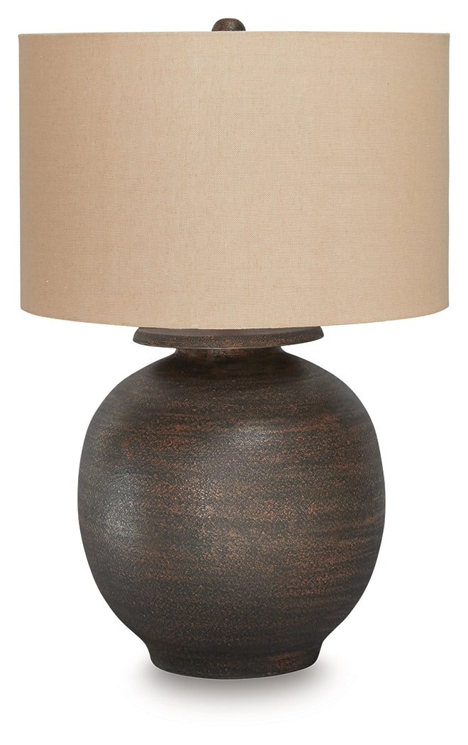 Carlenbury Table Lamp side detail showing fabric shade and base