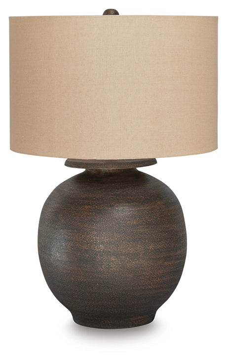 Carlenbury Table Lamp side detail showing fabric shade and base