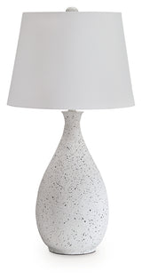 Wyattford table lamp side angle showing texture and shade