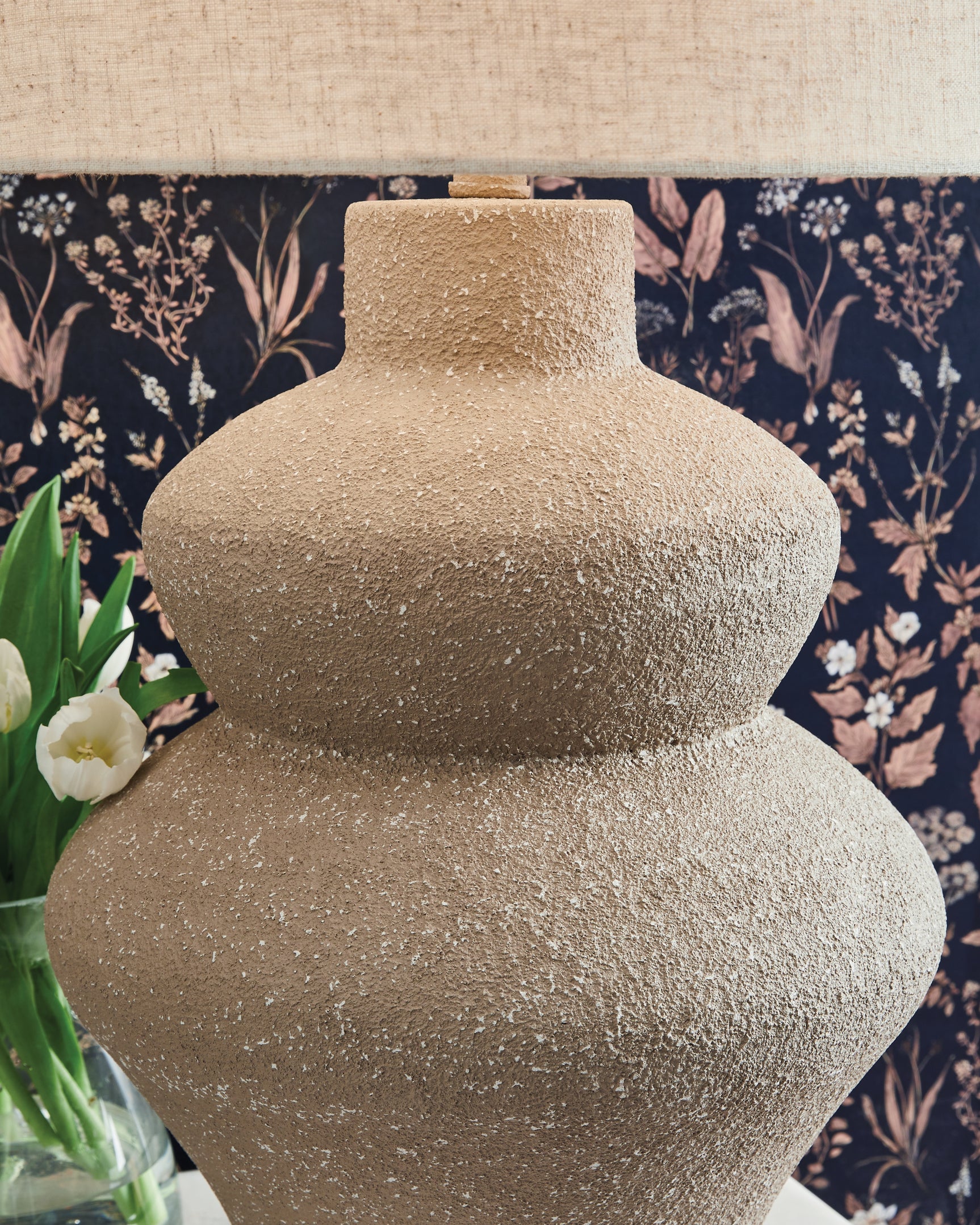 Close-up of Jossleigh lamp fabric shade texture