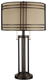 Hanswell Dark Brown Table Lamp on side showing pull-chain switch