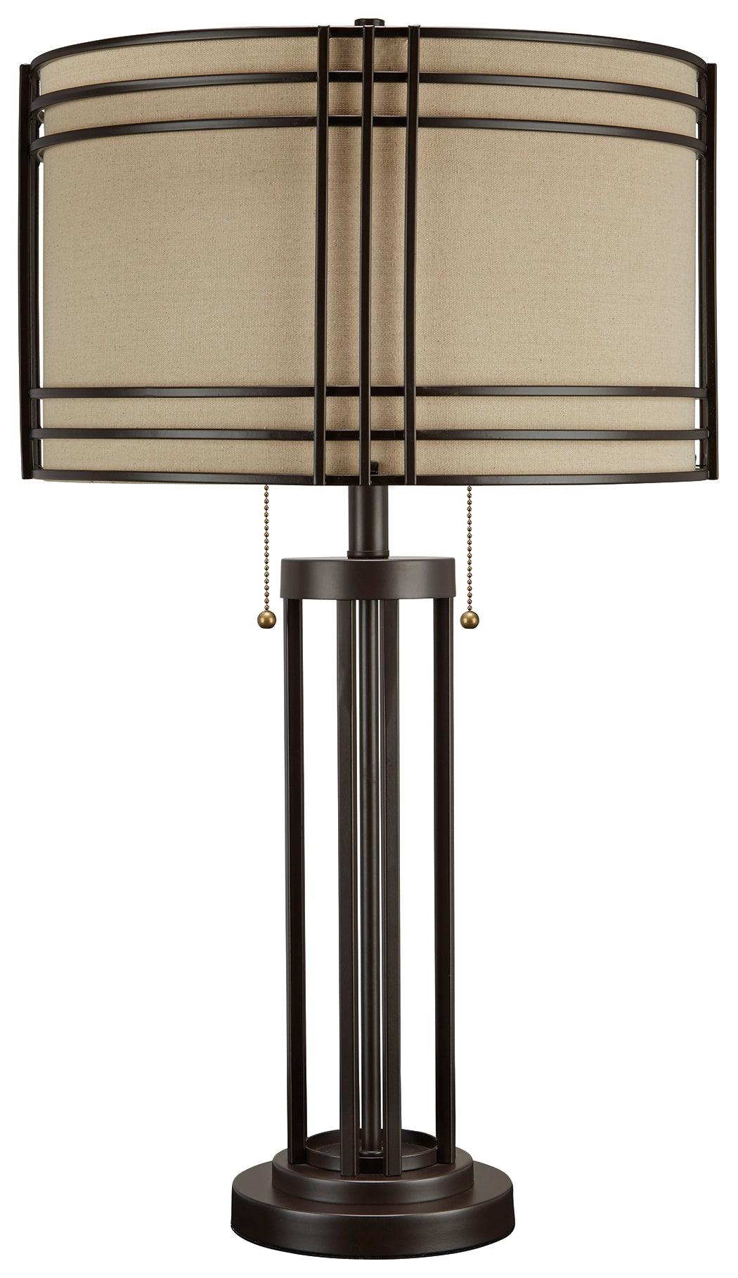 Hanswell Dark Brown Table Lamp on side showing pull-chain switch