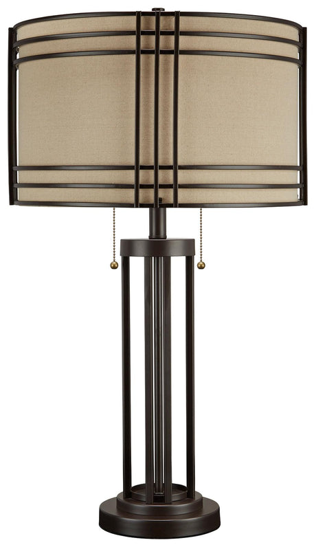 Hanswell Dark Brown Table Lamp on side showing pull-chain switch