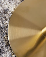 Close-up view of Tobbinsen floor lamp base and pull chains