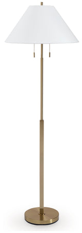 Haigwood Floor Lamp showing gold-tone metal base detail