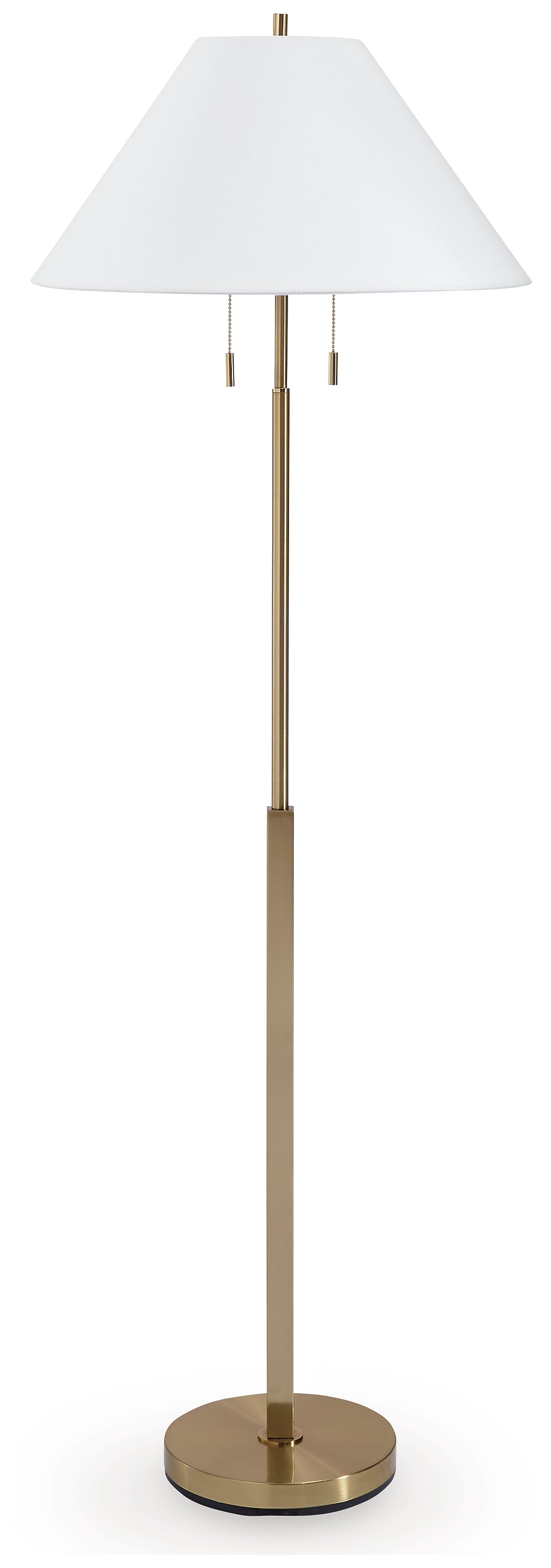 Haigwood Floor Lamp showing gold-tone metal base detail