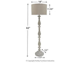 Dimension diagram of Bernadate Floor Lamp indicating width, depth, and height