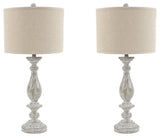 Bernadate table lamp set placed on console table in casual room