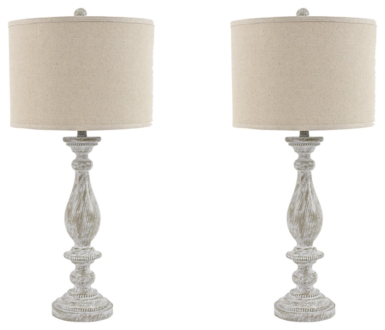 Bernadate table lamp set placed on console table in casual room