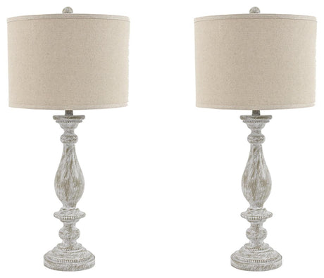 Bernadate table lamp set placed on console table in casual room