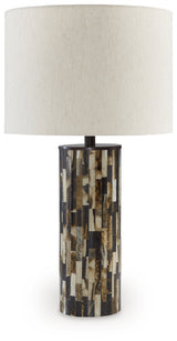 Ellford table lamp lit in living room corner