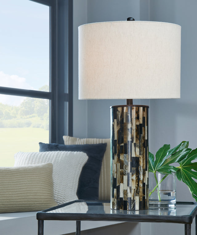 Ellford 2-piece table lamp set close-up of mosaic pattern