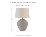Dimensions label for Dreward table lamp set
