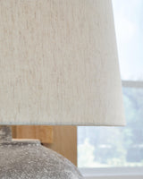 Fabric shade detail of Dreward Gray Table Lamp
