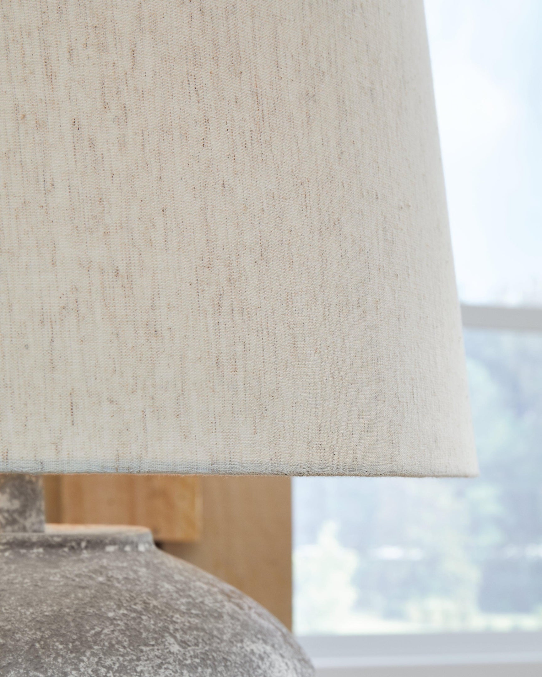 Fabric shade detail of Dreward Gray Table Lamp