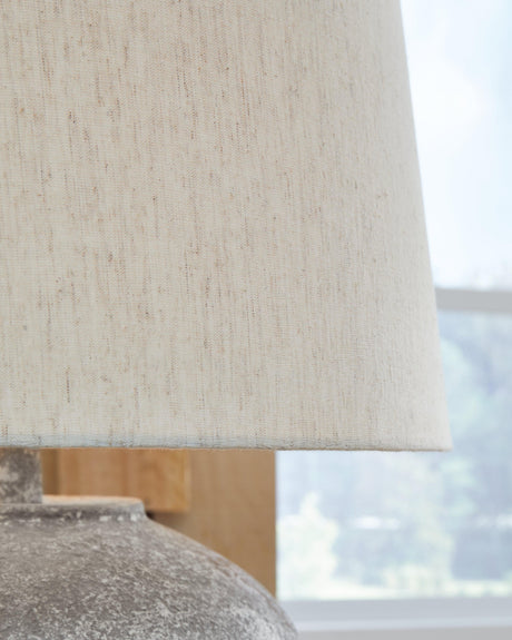 Fabric shade detail of Dreward Gray Table Lamp