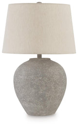 Dreward Table Lamp close-up of distressed gray base