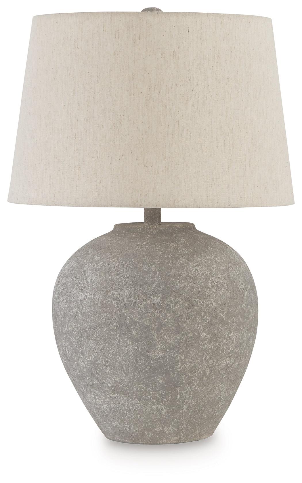 Dreward Table Lamp close-up of distressed gray base