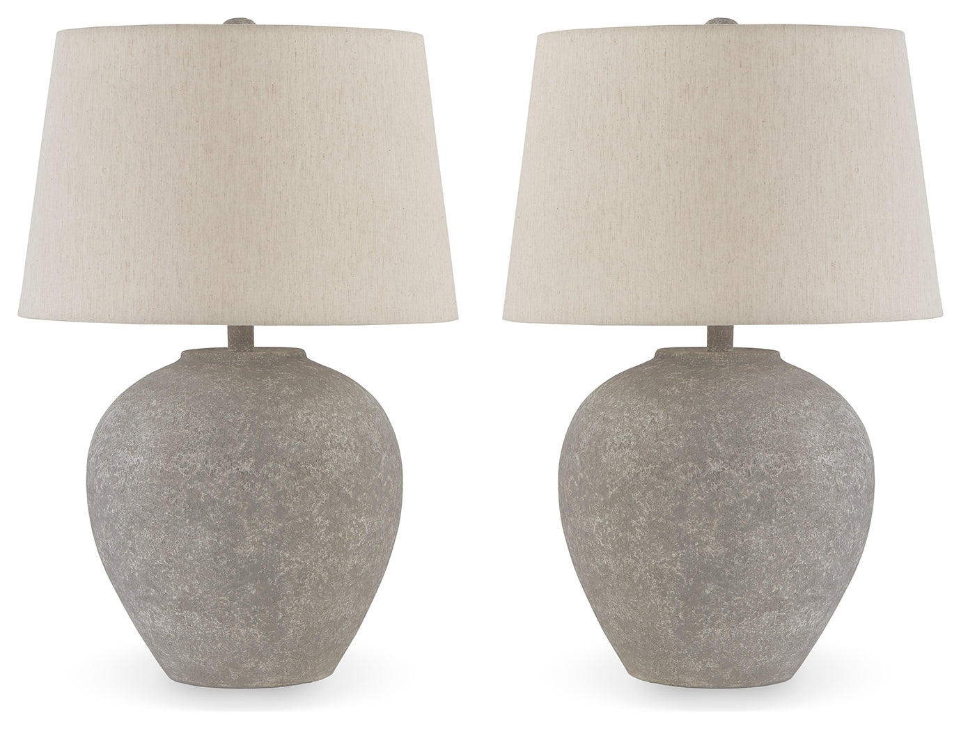 Side view of Dreward distressed gray table lamp